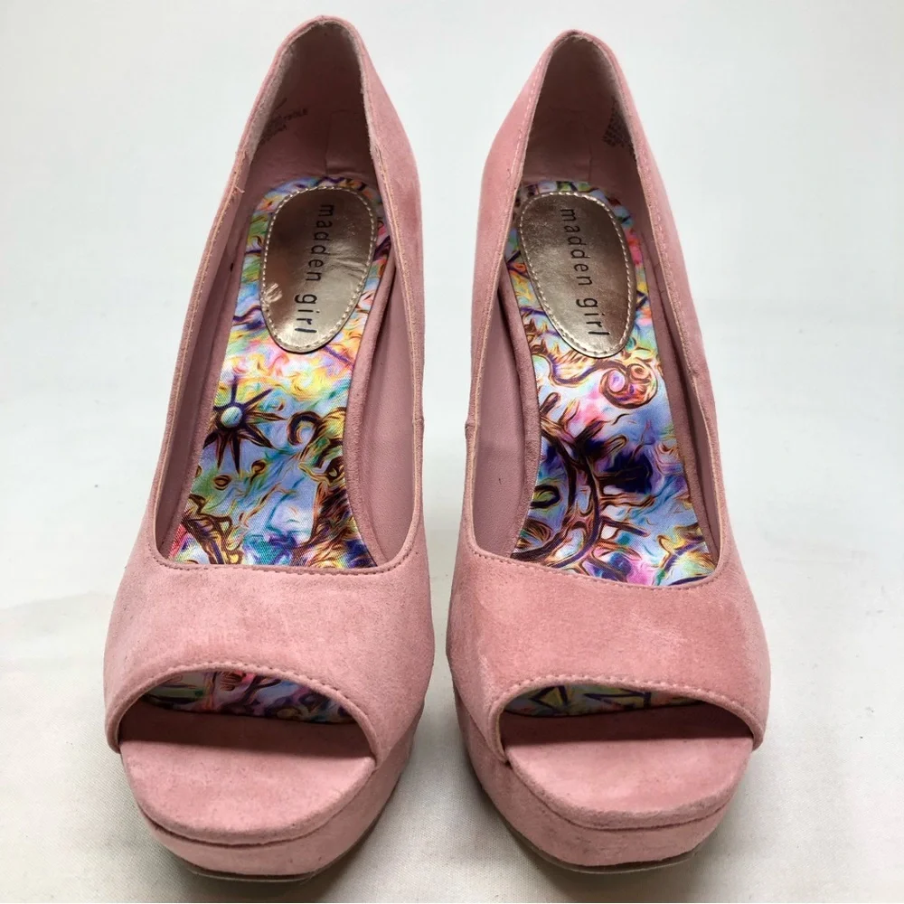 Madden Girl Open Square Toe Blush Pink Platforms Size 7